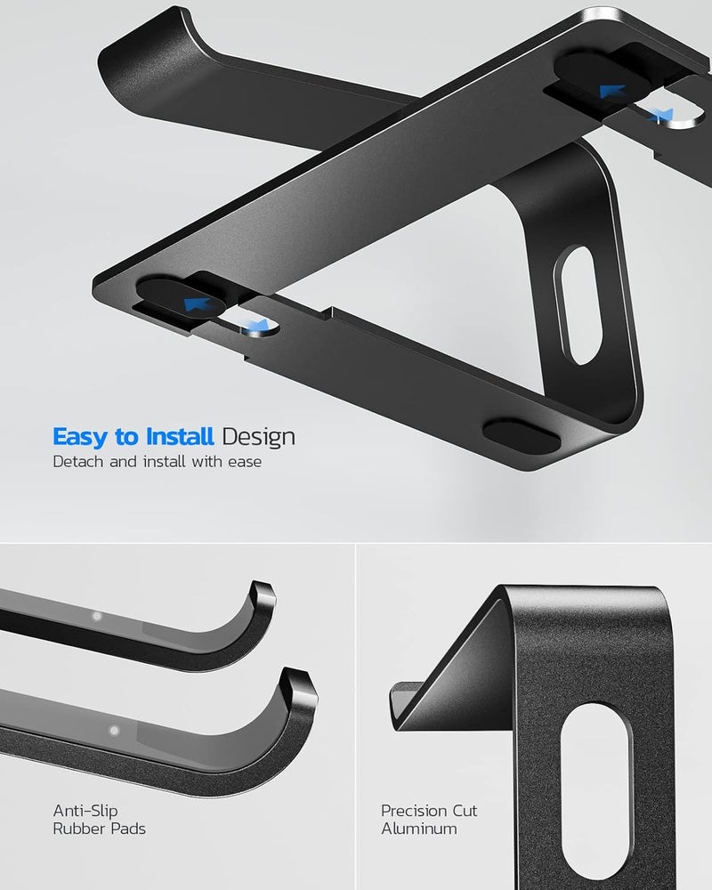 nulaxy Laptop Stand, Ergonomic Aluminum Laptop Computer Stand, Detachable Laptop Riser Notebook Holder Stand Compatible with MacBook Air Pro, Dell XPS, HP, Lenovo More 10-15.6” Laptops - Image 5