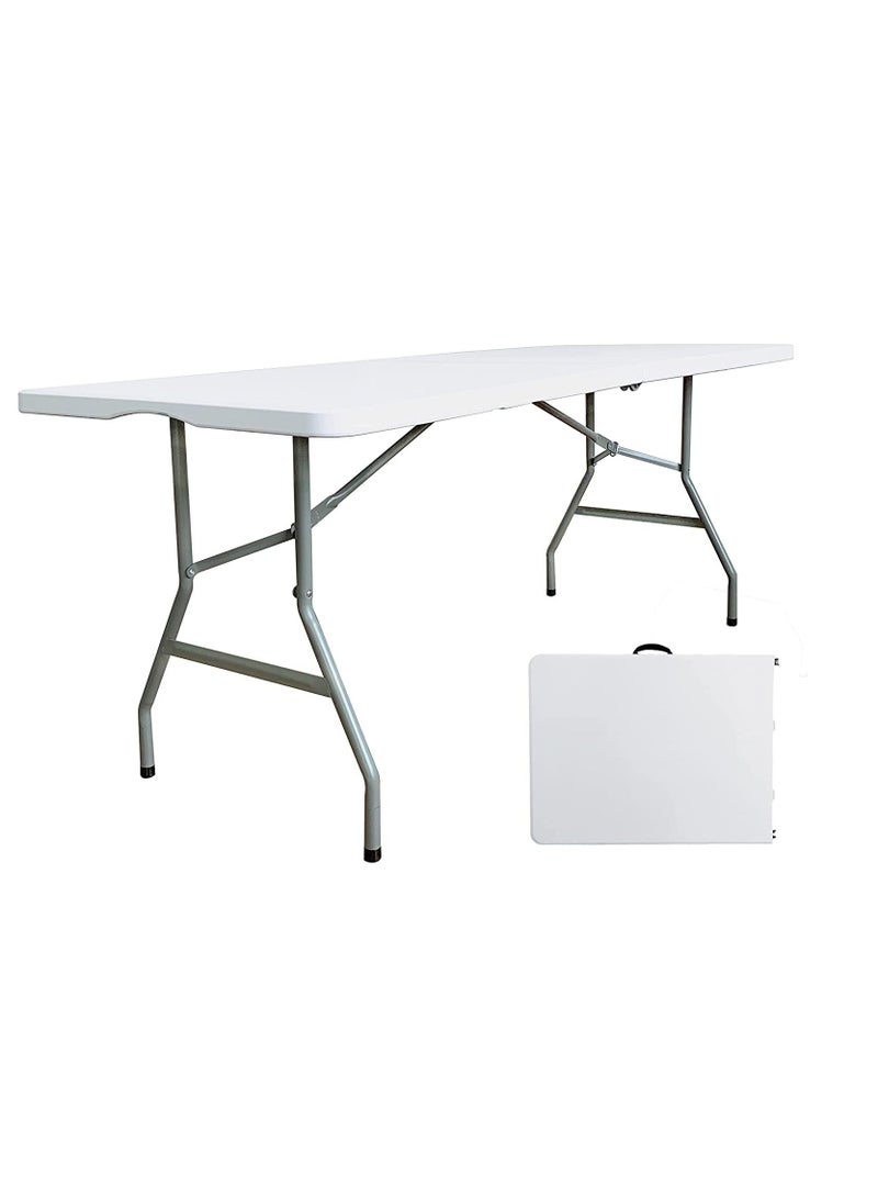 DubaiGallery 6 Foot Folding Table, 6ft x 30 inch Plastic Foldable Table Portable with Handle, Fold-in-Half Heavy Duty Utility Table, Bi-Folding Table Picnic Party Dining Camping Indoor Outdoor, White(6ft)  - Image 3