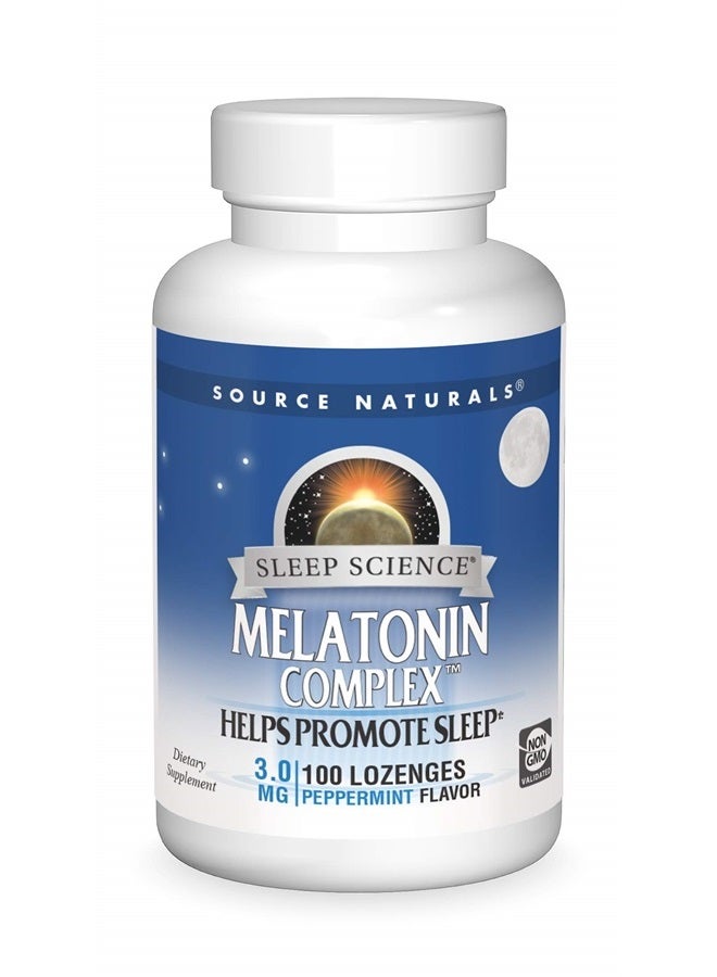 Source Naturals مركب الميلاتونين من سليب ساينس 3 ملجم بنكهة النعناع، 100 قرص  - Image 1