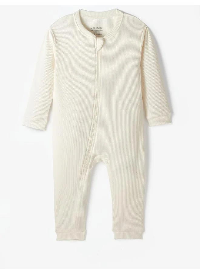 جون June Baby Camisole Zippered Jumpsuit Ecru