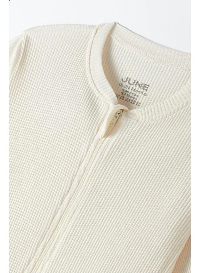جون June Baby Ribbed Zippered Romper