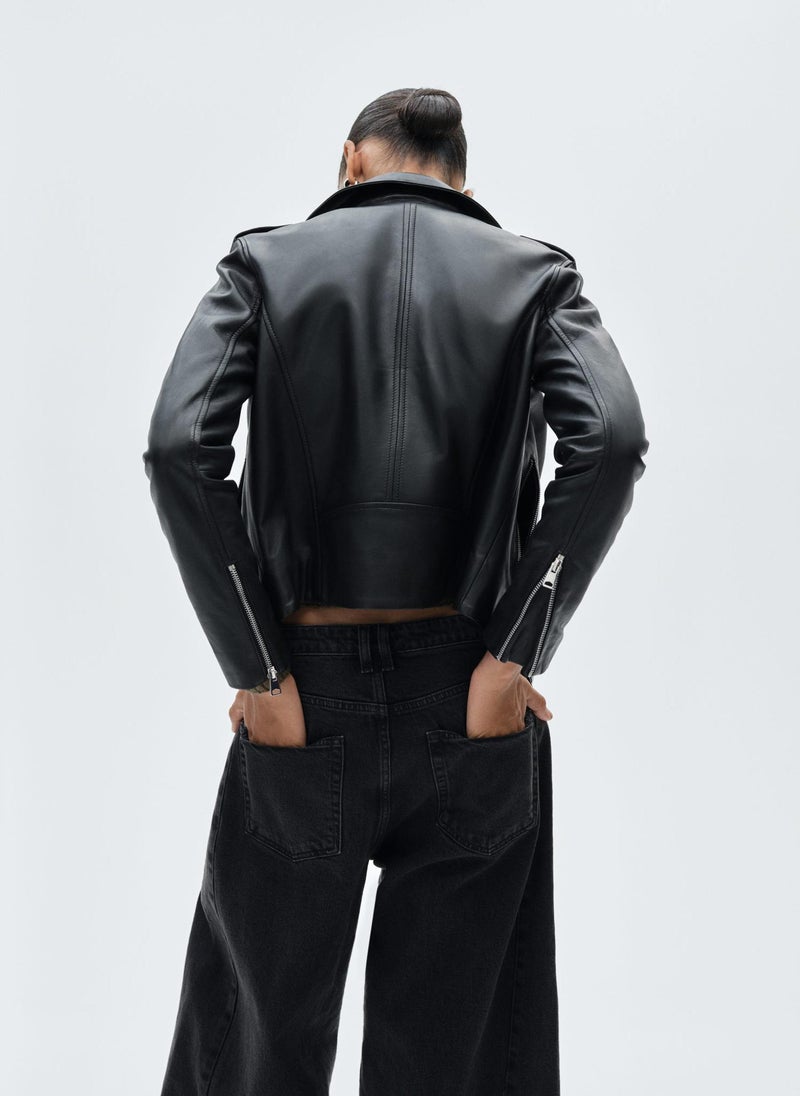 MANGO Leather Biker Jacket  - Image 2