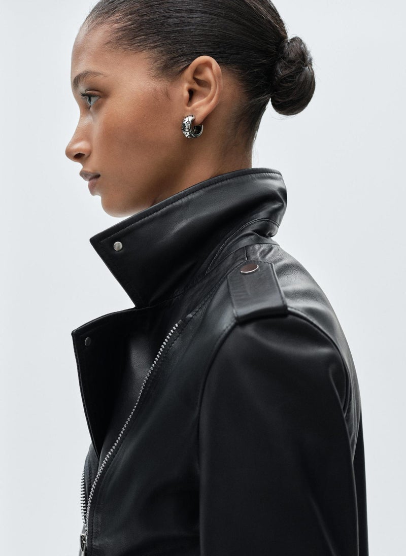 MANGO Leather Biker Jacket  - Image 3