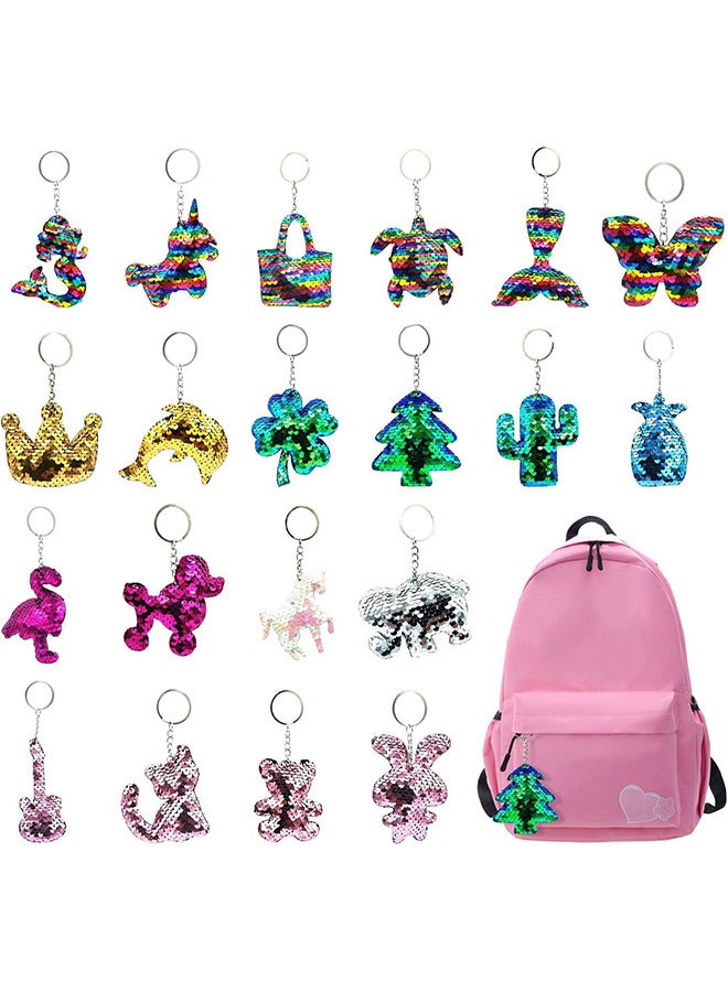 رات سو 20 قطعة من سلاسل المفاتيح اللامعة الملونة للبنات، حشو حقائب الحفلات، خيوط لامعة قابلة للقلب، هدايا حفلات عيد الميلاد، مستلزمات الحفلات للأطفال، إكسسوارات حقائب الظهر. - Image 1
