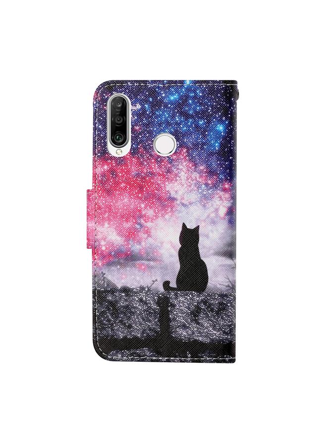 S-TOP Case For Huawei P30 lite Colored Drawing Pattern Horizontal Flip Leather Case with Holder & Card Slots & Wallet & Lanyard - Image 3