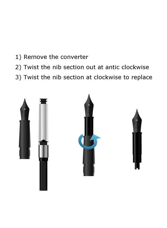 Asvine Set Of 3 Hongdian Fountain Pen Black Nibs (Fine, Extra Fine And Bent Nib) For Black Forest 1850, 1851, M2, 1843, 6013, 517D, 517S, 525,H1, H3, A3, 1843 And 920 Series - Image 4