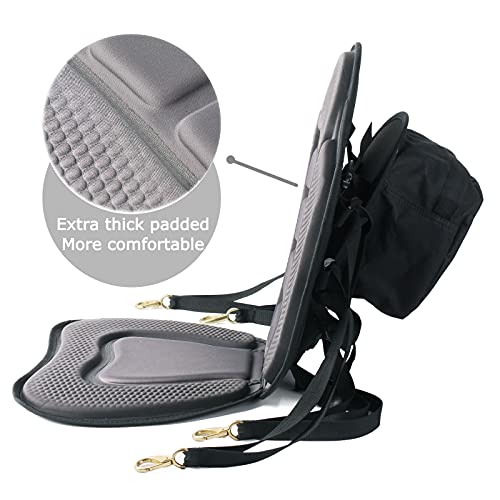 Leader Accessories Deluxe Kayak Seat SUP Seat Canoe Seat Boat Seat with Storage Bag(Gray) - Image 2