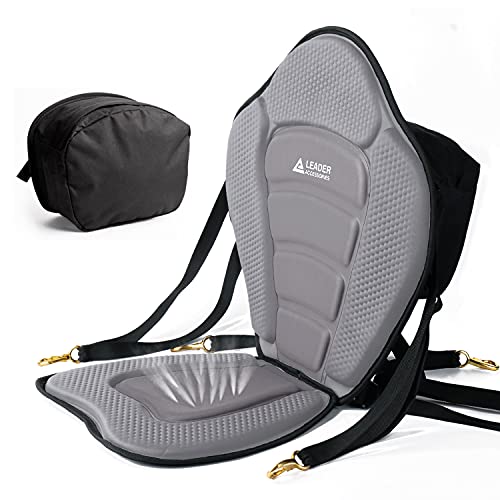 Leader Accessories Deluxe Kayak Seat SUP Seat Canoe Seat Boat Seat with Storage Bag(Gray) - Image 1