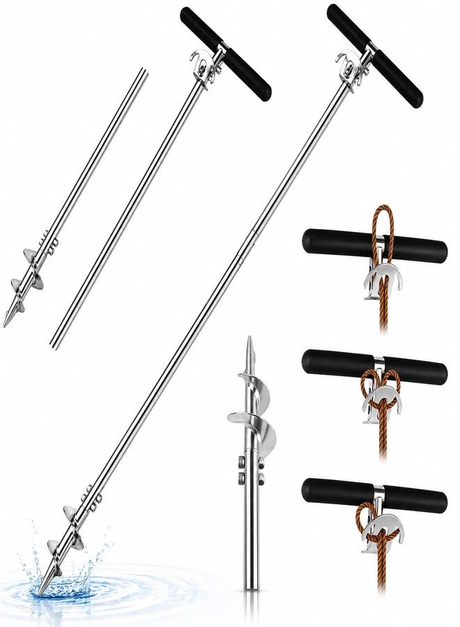 FUCNEN 38" Sand Anchor for Boat Screw in Boat Anchor Pole for Shallow Water Sandbars, Lakes, Shoreline, Heavy Duty 304 Stainless Steel Auger Anchors for Jet Ski, Kayak, Pontoon, Small Boat, PWC - Image 1