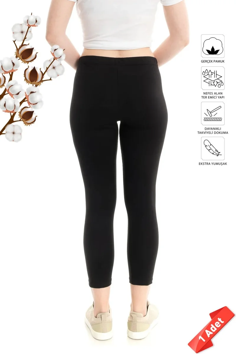DAYCO Premium Black Color Cotton High Waist Leggings Single Pack