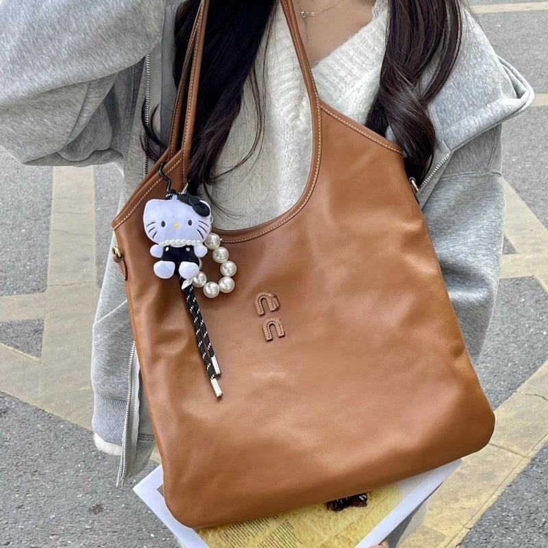 Miaojia Hobo Armpit Bag Genuine Leather Shoulder Bag Tote Vegetable Basket Shopping Bag Large Capacity Tote Bag - Image 4