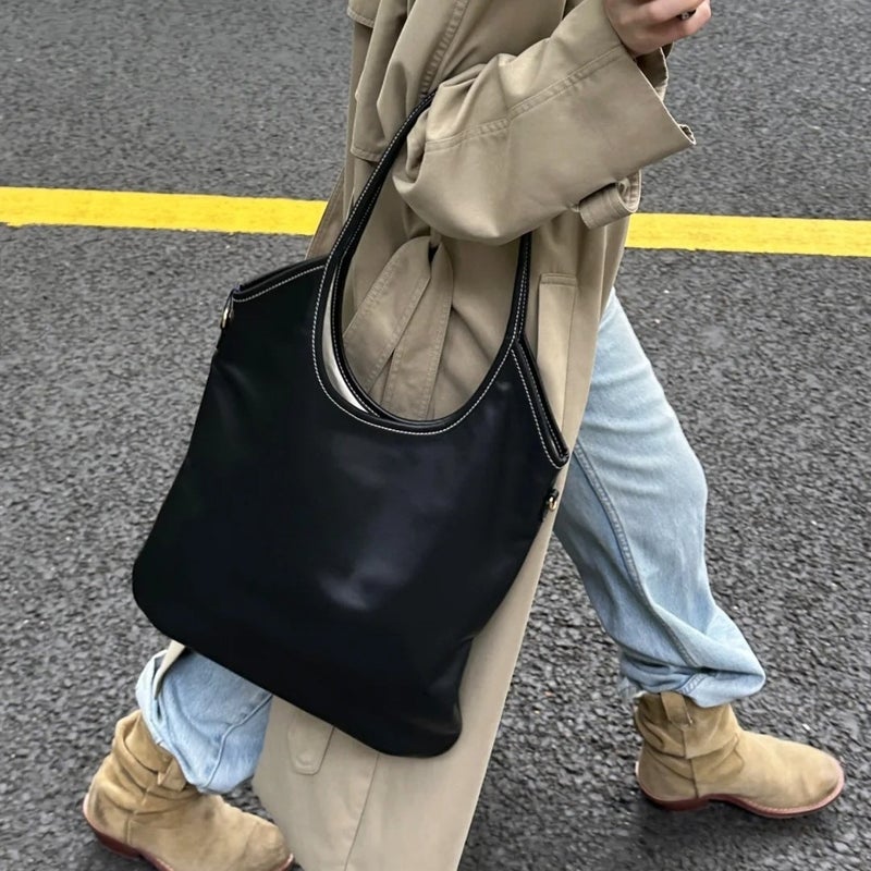 Miaojia Hobo Armpit Bag Genuine Leather Shoulder Bag Tote Vegetable Basket Shopping Bag Large Capacity Tote Bag - Image 3