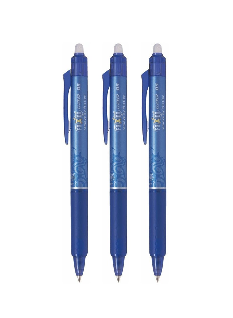 PILOT قلم حبر جاف فريكشن كليكر قابل للمسح مكون من 3 قطع برأس 0.5 مم وحبر أزرق - Image 1