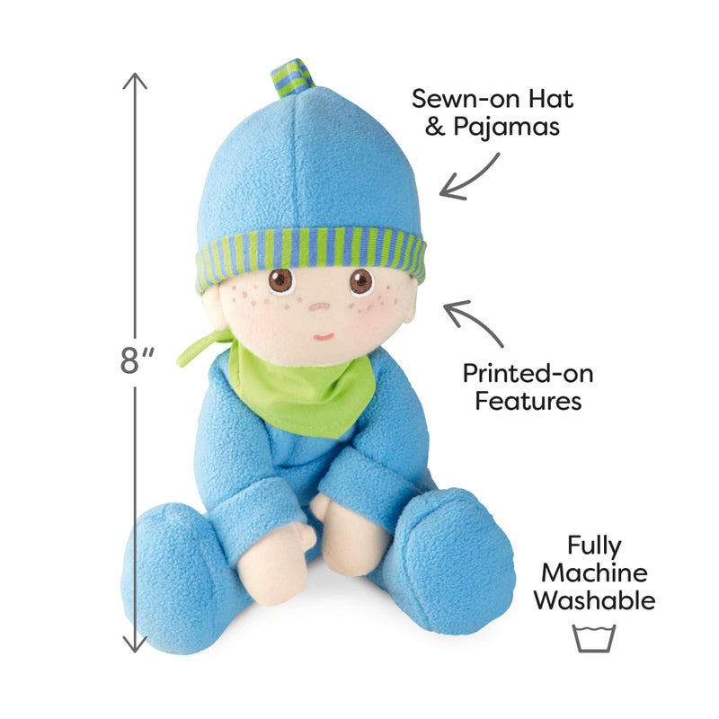 HABA Snug-Up Soft Plush Luis First Baby Doll 8" - Perfect Newborn and Infant Toy, Small Machine-Washable Baby Essentials, Ideal Boy Doll - Image 2
