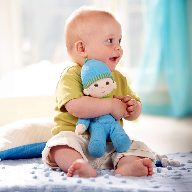 HABA Snug-Up Soft Plush Luis First Baby Doll 8" - Perfect Newborn and Infant Toy, Small Machine-Washable Baby Essentials, Ideal Boy Doll - Image 4