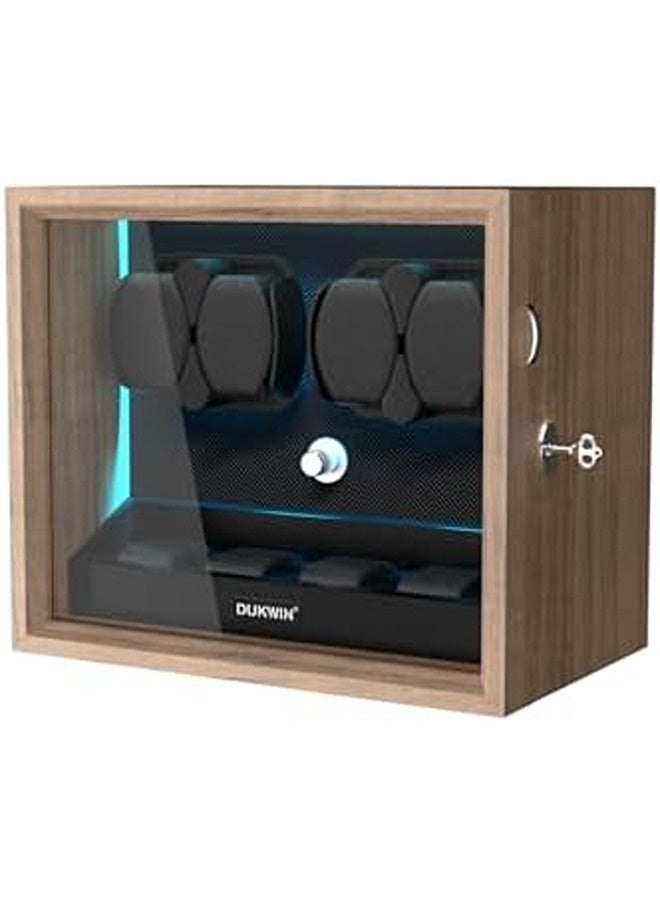 DUKWIN Watch Winder for Automatic Watches – Fits 4/6/8/12 Watches | Lockable Design, Quiet Mabuchi Motor, 4 Rotation Modes, Blue LED Backlight, Extra Watch Storage - Image 1