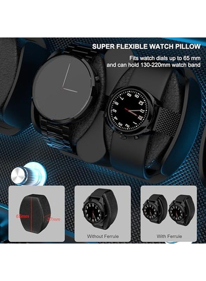 DUKWIN Watch Winder for Automatic Watches – Fits 4/6/8/12 Watches | Lockable Design, Quiet Mabuchi Motor, 4 Rotation Modes, Blue LED Backlight, Extra Watch Storage - Image 5