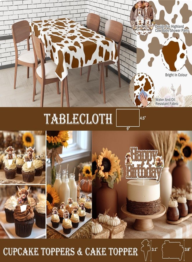 Hombae Highland Cow Birthday Decorations Set, 197 PCs - Floral Boho Cow Print Plates, Napkins, Banner, Tablecloth, Balloons, Cake Topper, Serves 24, Western Farm Animal Theme Party Supplies - Image 5