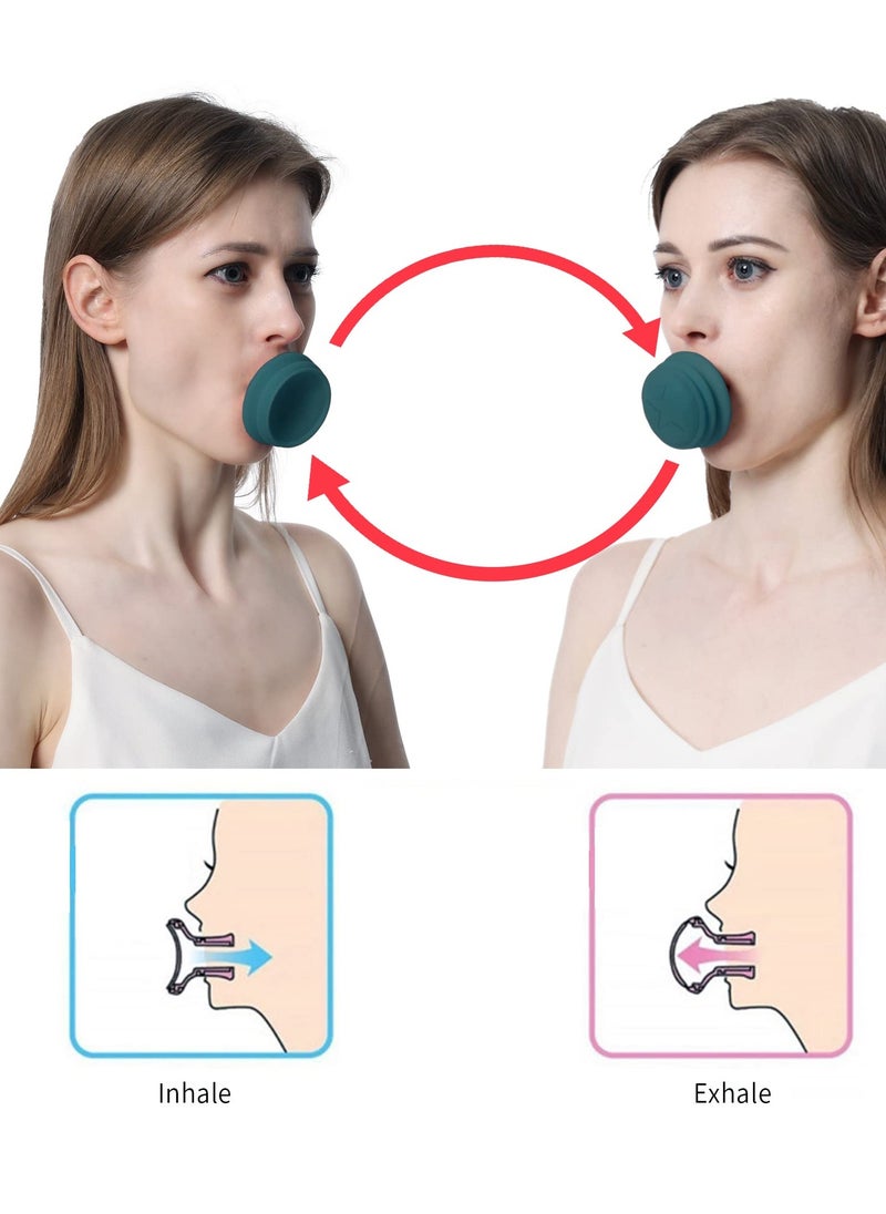 SYOSI - Jawline Exerciser, Face Neck Jaw Toning Double Chin Reducer, Facial Blowing Exercisers Enhance Firming Lifting Jaw Facial V Shape Lines Define Your Jawline (2 Pack) (Green) - Image 1