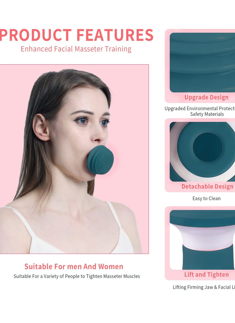 SYOSI - Jawline Exerciser, Face Neck Jaw Toning Double Chin Reducer, Facial Blowing Exercisers Enhance Firming Lifting Jaw Facial V Shape Lines Define Your Jawline (2 Pack) (Green) - Image 1