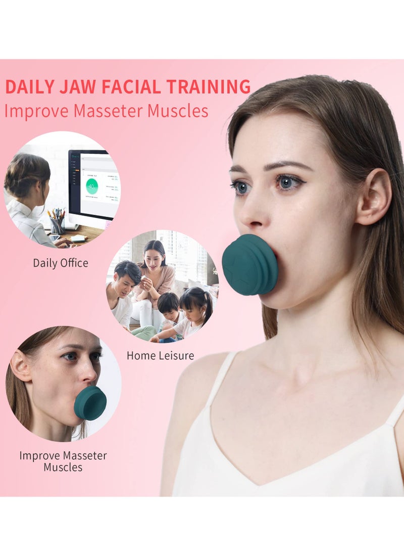 SYOSI - Jawline Exerciser, Face Neck Jaw Toning Double Chin Reducer, Facial Blowing Exercisers Enhance Firming Lifting Jaw Facial V Shape Lines Define Your Jawline (2 Pack) (Green) - Image 1