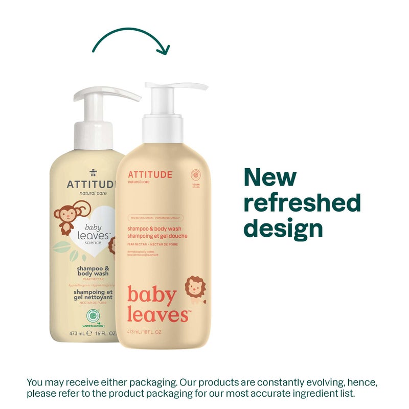 Attitude Baby Leaves 2In1 Natural Shampoo - Pear Nectar - 473 ML - Image 2