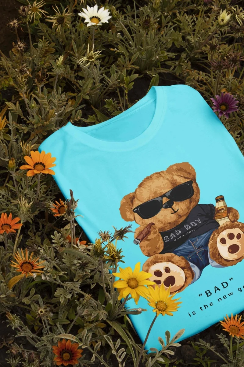 DogFish Teddy Women's Oversize Blue T-Shirt