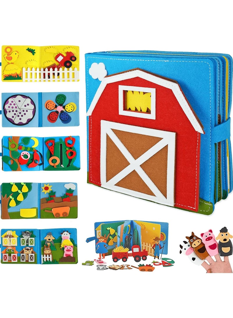 Montessori Busy Book for Toddlers 3, 3D Felt Quiet Book for Baby, Develops Fine Motor Skills Preschool Learning Activities Educational Sensory Toy Travel Toys for Kids Gift - Image 1