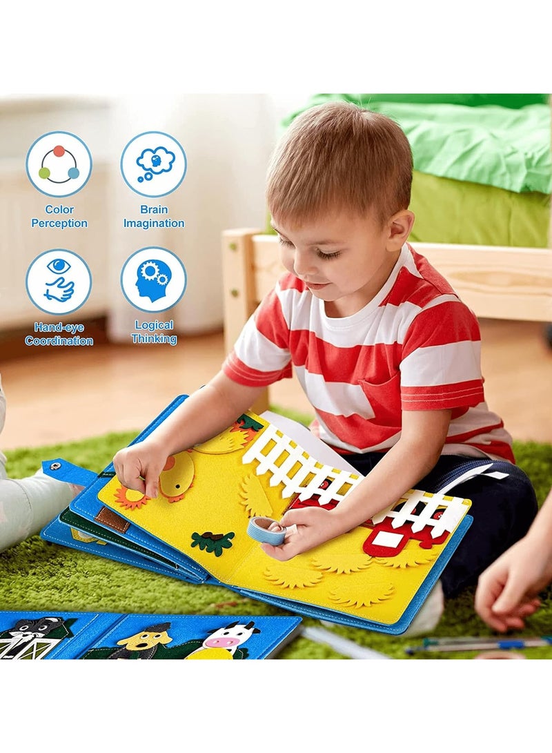 Montessori Busy Book for Toddlers 3, 3D Felt Quiet Book for Baby, Develops Fine Motor Skills Preschool Learning Activities Educational Sensory Toy Travel Toys for Kids Gift - Image 2