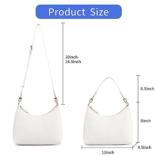 Keyli shoulder bag for women Small Tote Handbags Purse Trendy Zip Leather Crossbody Bags with Adjustable Strap White - Image 3