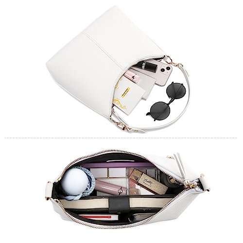 Keyli shoulder bag for women Small Tote Handbags Purse Trendy Zip Leather Crossbody Bags with Adjustable Strap White - Image 4