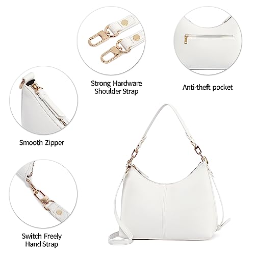 Keyli shoulder bag for women Small Tote Handbags Purse Trendy Zip Leather Crossbody Bags with Adjustable Strap White - Image 5