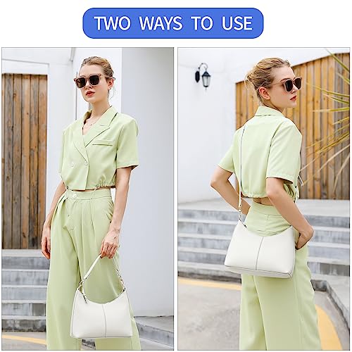 Keyli shoulder bag for women Small Tote Handbags Purse Trendy Zip Leather Crossbody Bags with Adjustable Strap White - Image 2