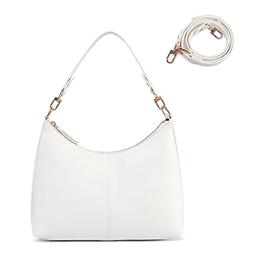 Keyli shoulder bag for women Small Tote Handbags Purse Trendy Zip Leather Crossbody Bags with Adjustable Strap White - Image 1