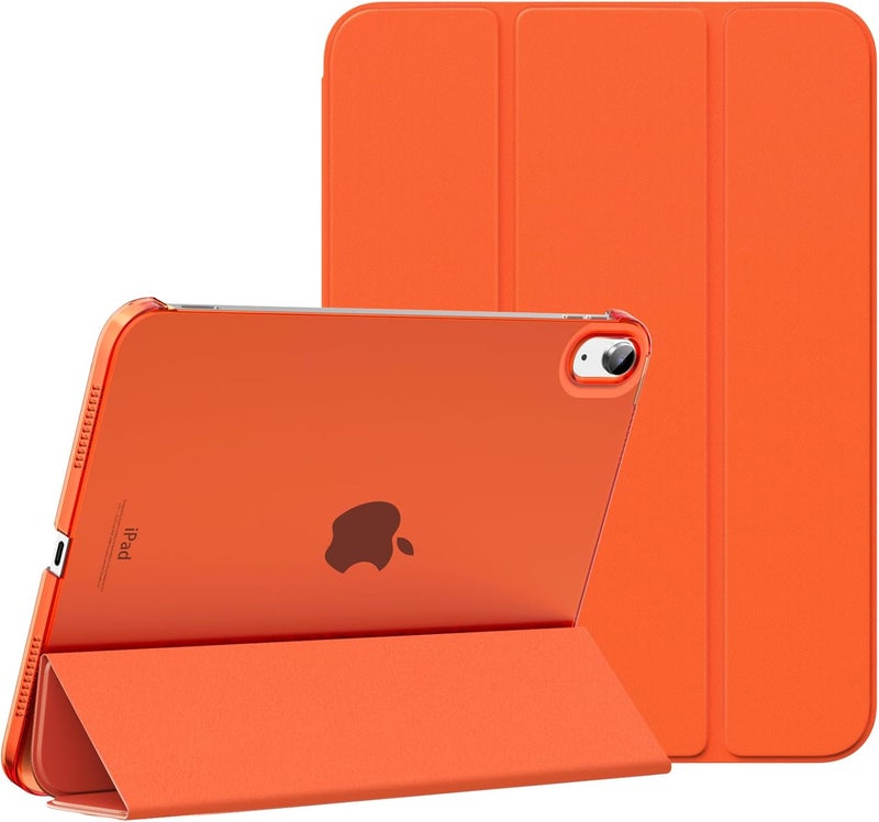MoKo for iPad 10th Generation Case 2022, Slim Stand Hard PC Translucent Back Shell Smart Cover Case for iPad 10th Gen 10.9 inch 2022, Support Touch ID, Auto Wake/Sleep, Orange - Image 1