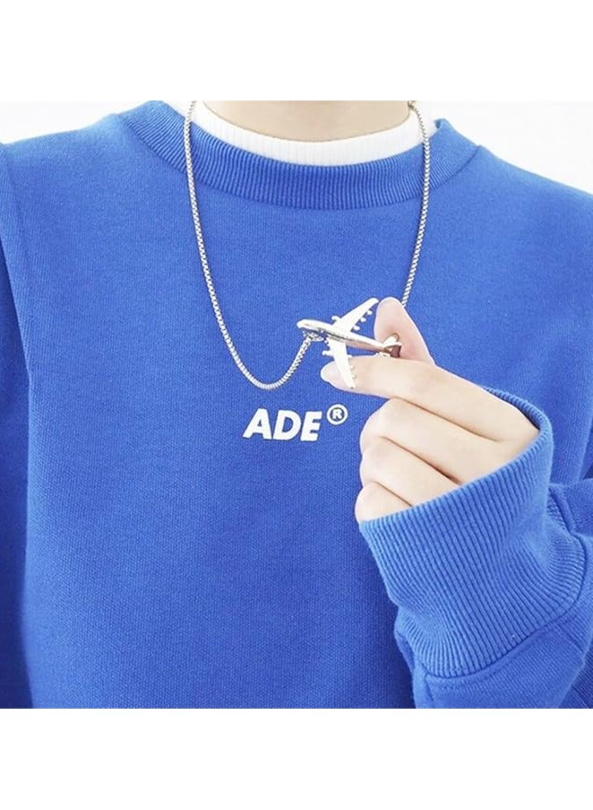 MARIO DRAFTS Airplane Pendant Necklace, Stainless Steel Chain, Silver Aircraft Charm - Image 5