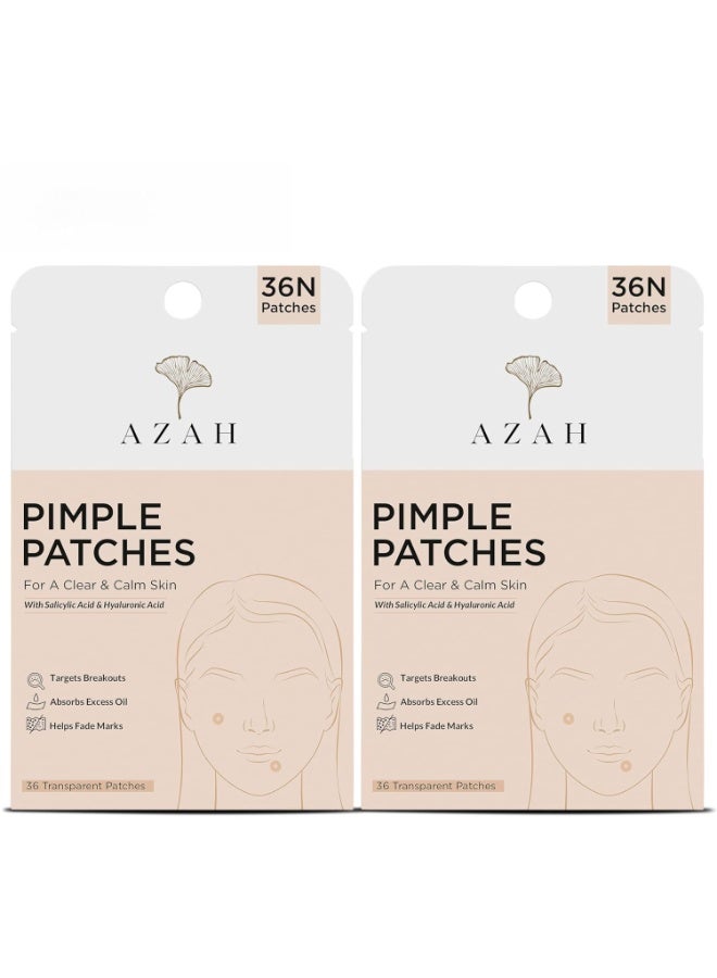 عزة لصقات أزاه لعلاج حب الشباب | 0.5% حمض الساليسيليك و0.1% حمض الهيالورونيك | 72 لصقة شفافة لعلاج حب الشباب | تستهدف البثور، وتمتص الزيوت الزائدة، وتساعد على إزالة آثارها | مناسبة لجميع أنواع البشرة - Image 1