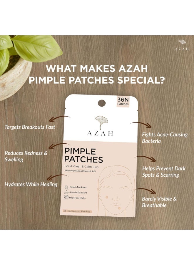 عزة لصقات أزاه لعلاج حب الشباب | 0.5% حمض الساليسيليك و0.1% حمض الهيالورونيك | 72 لصقة شفافة لعلاج حب الشباب | تستهدف البثور، وتمتص الزيوت الزائدة، وتساعد على إزالة آثارها | مناسبة لجميع أنواع البشرة - Image 3