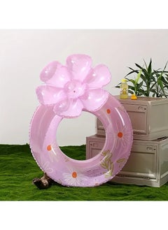 Goolsky 1pc Summer Reusable Thickened Inflatable PVC Swimming Ring, Cartoon Flower Daisy Print Lifebuoy Swimming Ring For Outdoor Beach Pool Party Summer(90#)  - Image 1