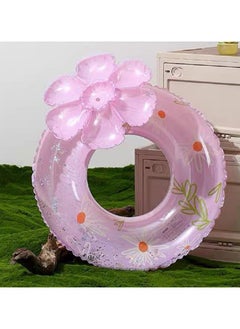 Goolsky 1pc Summer Reusable Thickened Inflatable PVC Swimming Ring, Cartoon Flower Daisy Print Lifebuoy Swimming Ring For Outdoor Beach Pool Party Summer(90#)  - Image 2