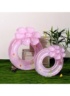 Goolsky 1pc Summer Reusable Thickened Inflatable PVC Swimming Ring, Cartoon Flower Daisy Print Lifebuoy Swimming Ring For Outdoor Beach Pool Party Summer(90#)  - Image 3