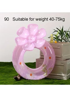 Goolsky 1pc Summer Reusable Thickened Inflatable PVC Swimming Ring, Cartoon Flower Daisy Print Lifebuoy Swimming Ring For Outdoor Beach Pool Party Summer(90#)  - Image 4