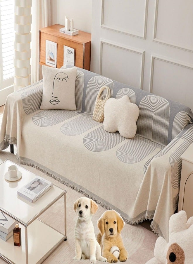 VarietyVoyageD 180*180 Double Sided Chenille Sofa Cover, Stylish Sofa Cover, Chenille Furniture Sofa Cover Towel, Four Seasons Chenille Sofa Cover Available Both Sides - Image 1