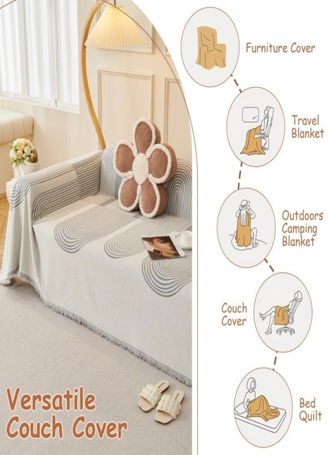 VarietyVoyageD 180*180 Double Sided Chenille Sofa Cover, Stylish Sofa Cover, Chenille Furniture Sofa Cover Towel, Four Seasons Chenille Sofa Cover Available Both Sides - Image 2