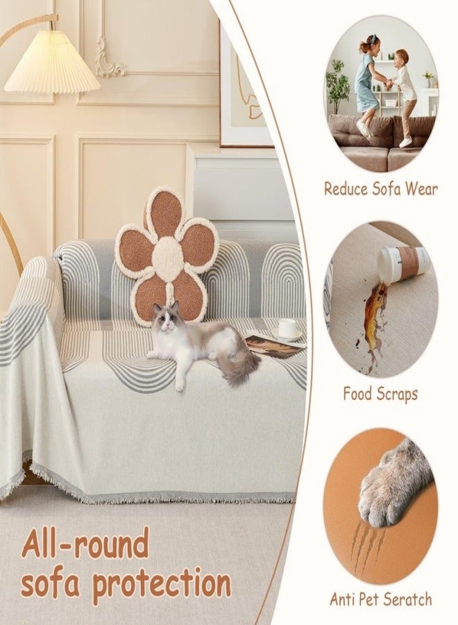 VarietyVoyageD 180*180 Double Sided Chenille Sofa Cover, Stylish Sofa Cover, Chenille Furniture Sofa Cover Towel, Four Seasons Chenille Sofa Cover Available Both Sides - Image 3