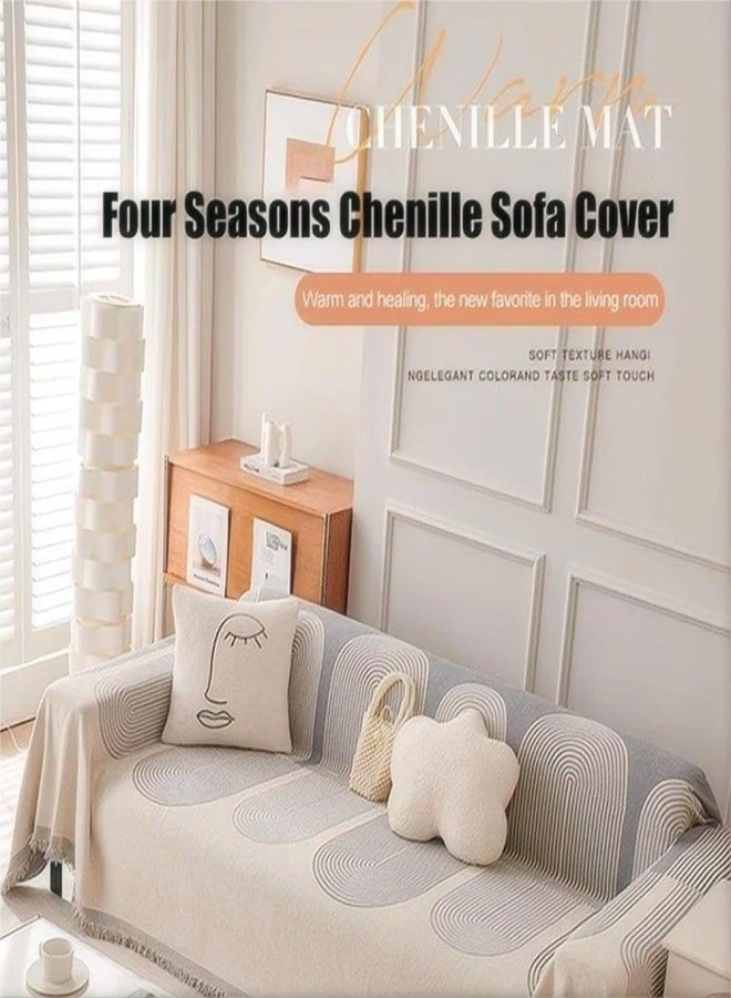 VarietyVoyageD 180*180 Double Sided Chenille Sofa Cover, Stylish Sofa Cover, Chenille Furniture Sofa Cover Towel, Four Seasons Chenille Sofa Cover Available Both Sides - Image 5