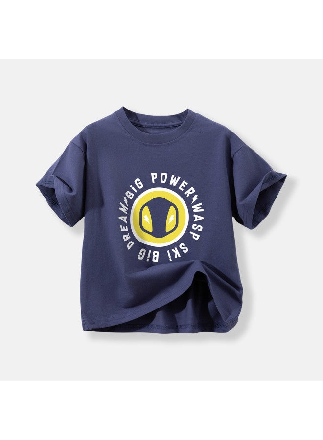 Bumblebee Boys' Short Sleeve T-shirt 2025 Summer New Casual Solid Color Top Breathable Comfortable Trendy Kids Wear For Big Boys - Image 2