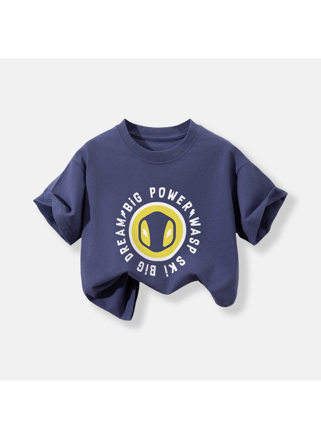 Bumblebee Boys' Short Sleeve T-shirt 2025 Summer New Casual Solid Color Top Breathable Comfortable Trendy Kids Wear For Big Boys - Image 3
