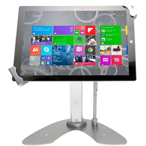 CTA Digital Universal Dual Kiosk – CTA Universal Dual Security Kiosk with Locking Holder & Anti-Theft Cable for iPad 10th Gen 10.9" - iPad 10.2" 7/8/9 Gen - Surface Pro 4 - Surface Go 3 & More - Silver (PAD-UATP) - Image 2