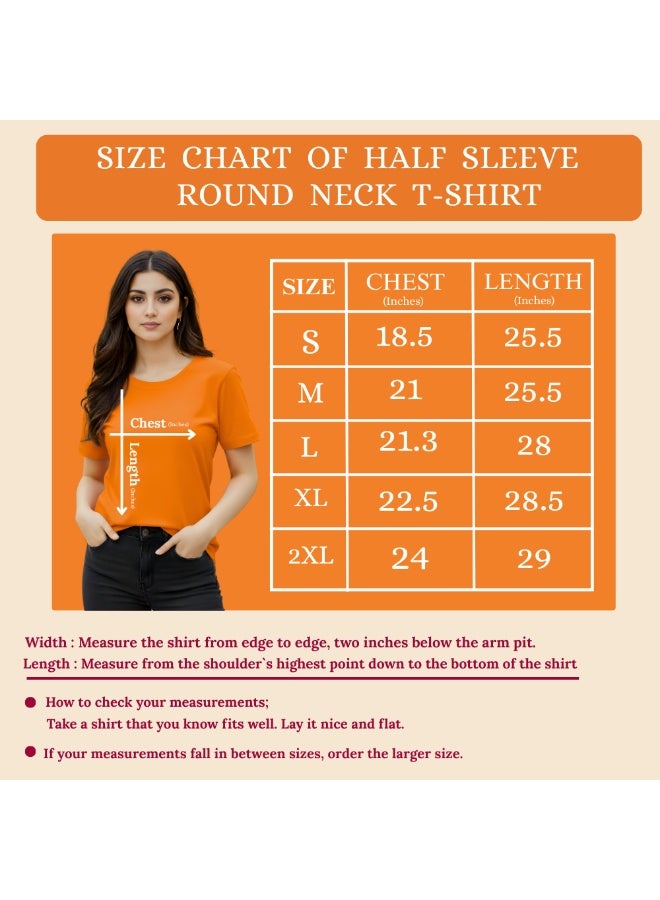 PRINTSHOP4ME Pack Of 5 Women's Round Neck T-Shirts | Short Sleeve | Cotton Tees | Comfortable Casual Wear For Daily Use, Gym - Image 3